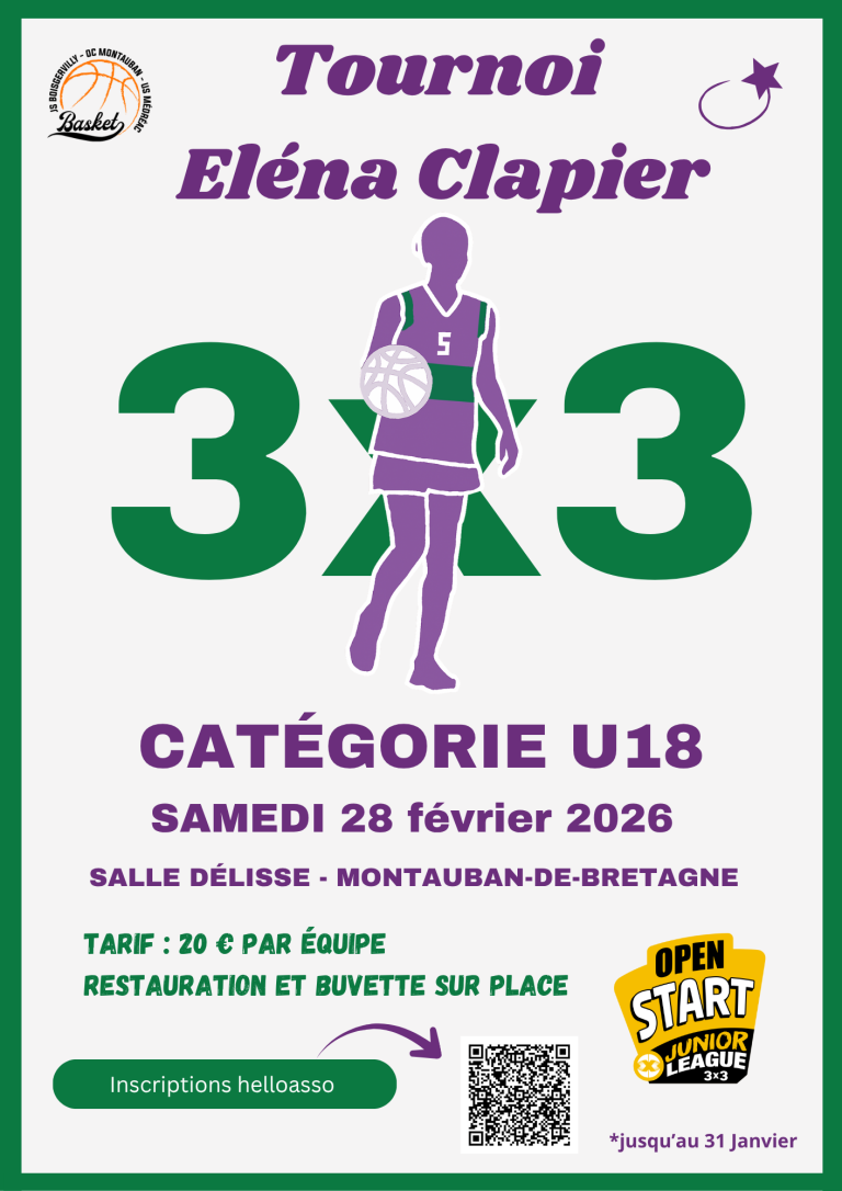Tournoi 3x3 U18 « Éléna Clapier » - Entente Montauban Boisgervilly Médréac