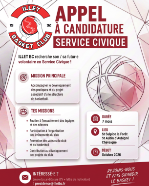 Illet BC recrute un(e) volontaire en Service Civique !